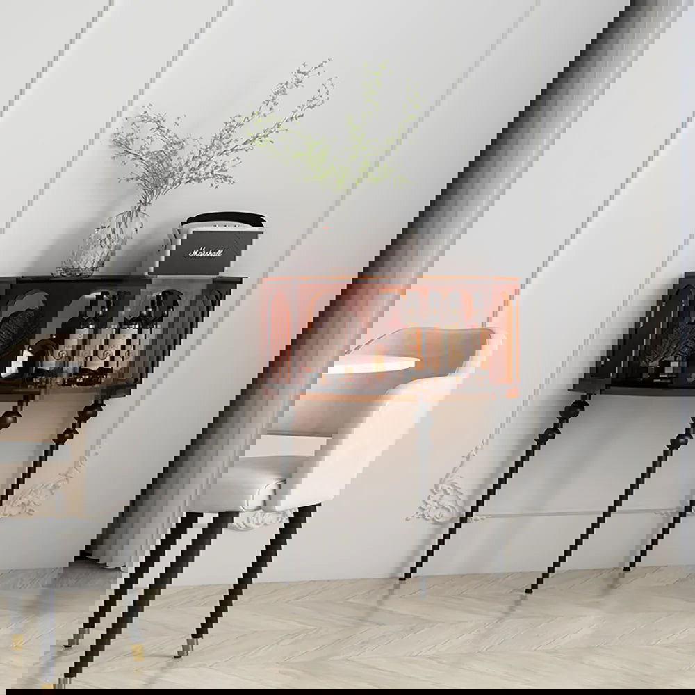 930mm Brown Acrylic Demilune Console Table Storage Mid Century Modern Entryway Table - 