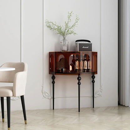 930mm Brown Acrylic Demilune Console Table Storage Mid Century Modern Entryway Table - 