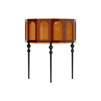 930mm Brown Acrylic Demilune Console Table Storage Mid Century Modern Entryway Table - 