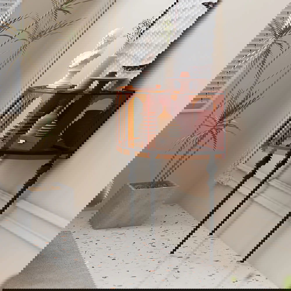 930mm Brown Acrylic Demilune Console Table Storage Mid Century Modern Entryway Table - 