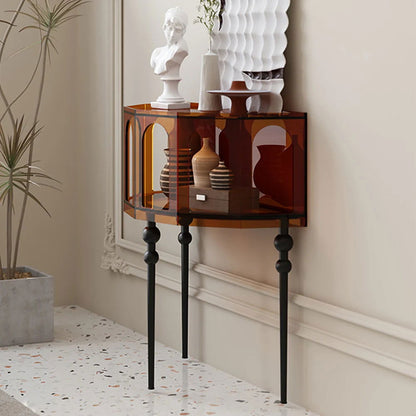 930mm Brown Acrylic Demilune Console Table Storage Mid Century Modern Entryway Table - 