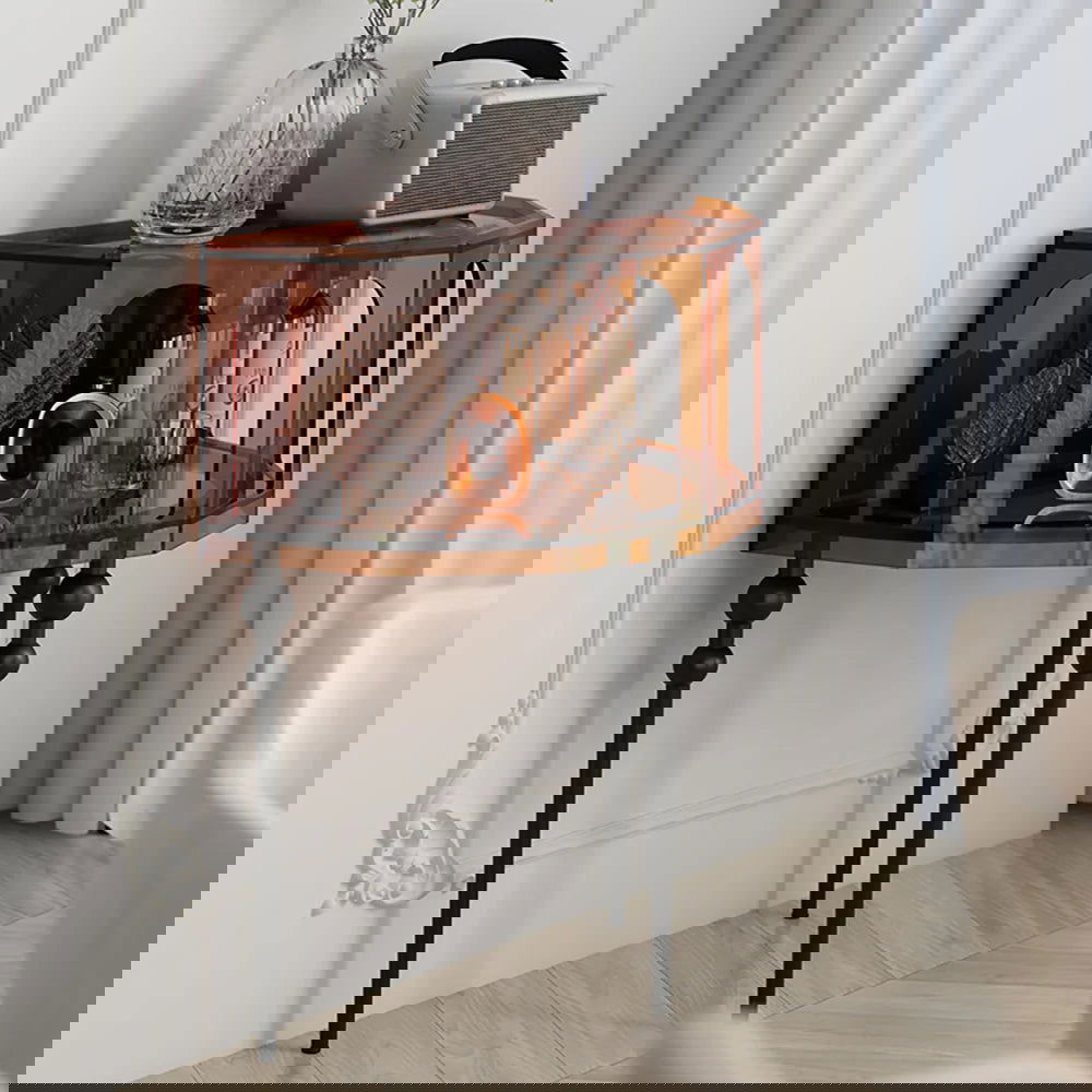 930mm Brown Acrylic Demilune Console Table Storage Mid Century Modern Entryway Table - Homary