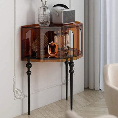 930mm Brown Acrylic Demilune Console Table Storage Mid Century Modern Entryway Table - Homary