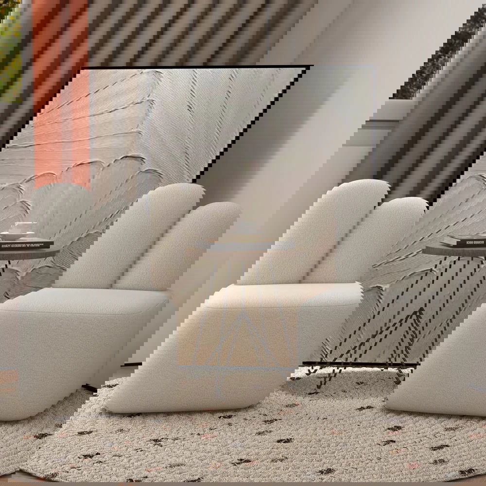 Accent Chair Rabbit Beige Upholstered Modern Accent Chair - 