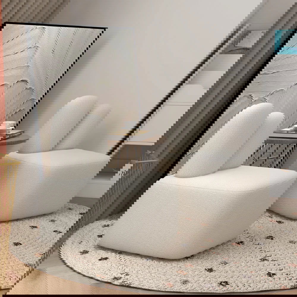 Accent Chair Rabbit Beige Upholstered Modern Accent Chair - Homary