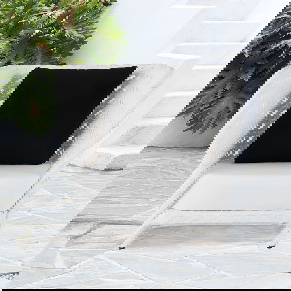 All-Weather White Patio Club Chair Rattan Outdoor Club Chair with Cushion & Pillow - 