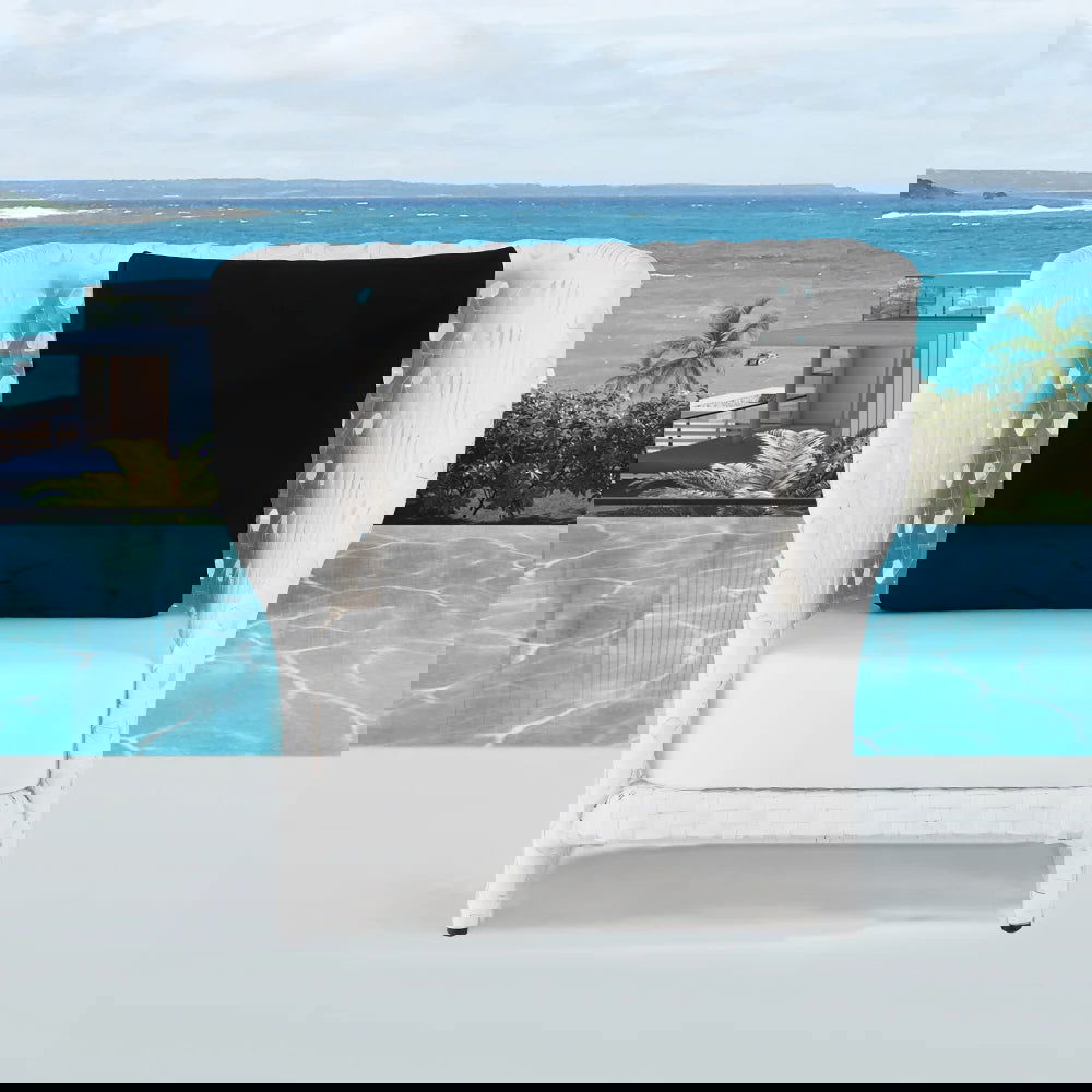 All-Weather White Patio Club Chair Rattan Outdoor Club Chair with Cushion & Pillow - 