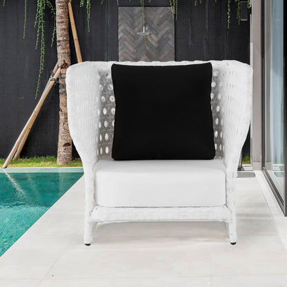 All-Weather White Patio Club Chair Rattan Outdoor Club Chair with Cushion & Pillow - 