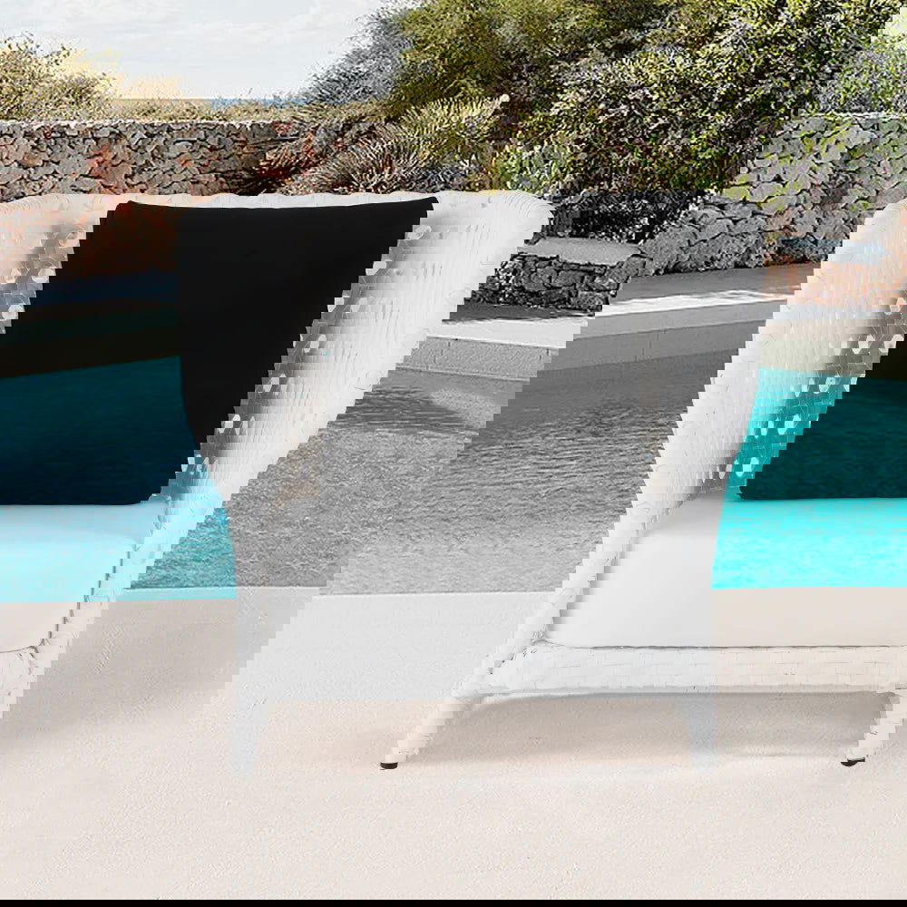 All-Weather White Patio Club Chair Rattan Outdoor Club Chair with Cushion & Pillow - 