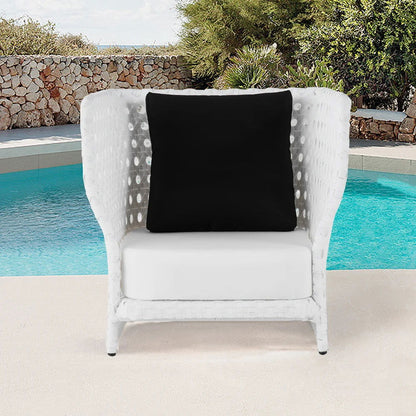 All-Weather White Patio Club Chair Rattan Outdoor Club Chair with Cushion & Pillow - 