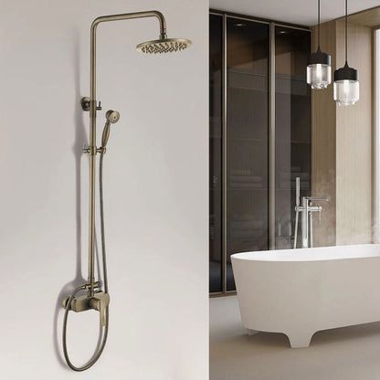 Antique Brass Exposed Wall Mount Shower Set with 200mm Rain Shower Head and Hand Shower - Homary