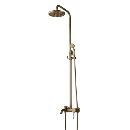 Antique Brass Single Lever Exposed Rain Shower System with Hand Shower & Bath Filler - 