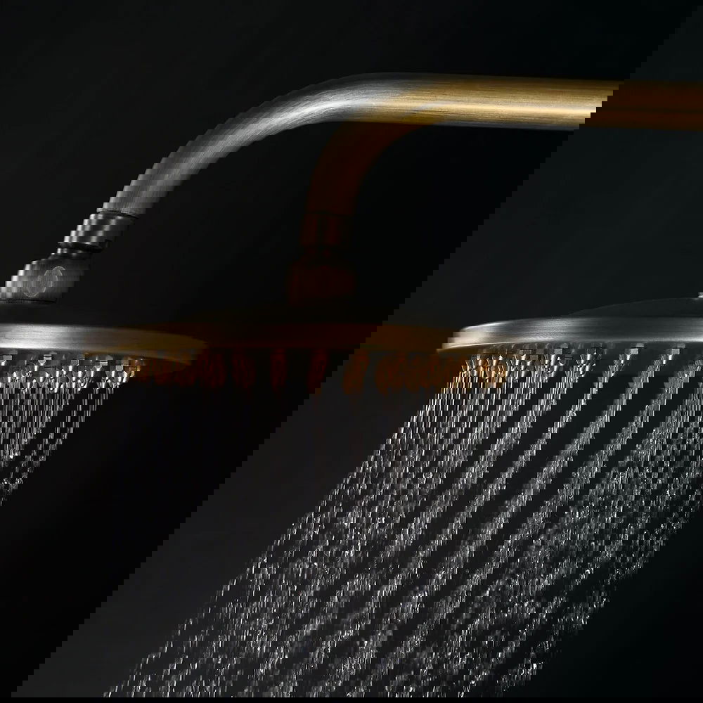 Antique Brass Single Lever Exposed Rain Shower System with Hand Shower & Bath Filler - 