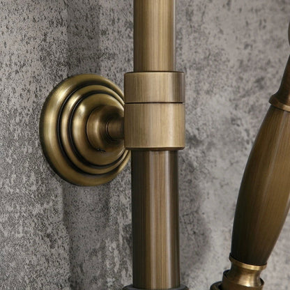 Antique Brass Single Lever Exposed Rain Shower System with Hand Shower & Bath Filler - Homary