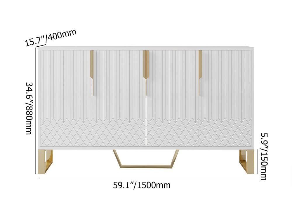 Aro 1500mm Contemporary Sideboard Buffet 4-Door Sideboard Table Kitchen Buffet Table - 
