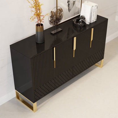 Aro Modern Black Wood Sideboard Cabinet 4 Doors for Kitchen Storage 1500mm Wide - 
