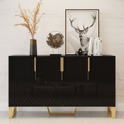Aro Modern Black Wood Sideboard Cabinet 4 Doors for Kitchen Storage 1500mm Wide - Homary