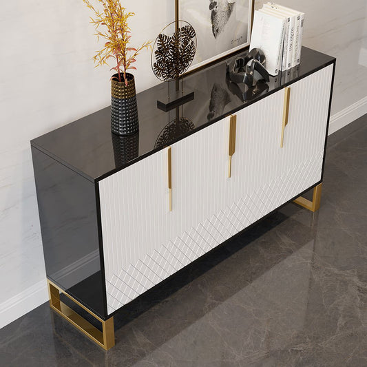 Aro Modern White and Black 1500mm Wide Wood Sideboard Buffet 4 Doors for Kitchen Storage - 