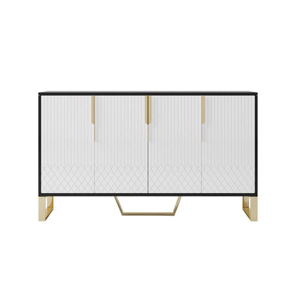 Aro Modern White and Black 1500mm Wide Wood Sideboard Buffet 4 Doors for Kitchen Storage - 