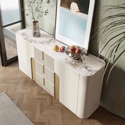 Artus Modern White 1500mm Sintered Stone Sideboard 3 Drawers Kitchen Buffet Table - 