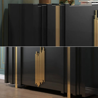Aurea 1600mm Light Luxury Sideboard Black Rectangular Buffet 2 Doors 2 Shelves in Gold - 