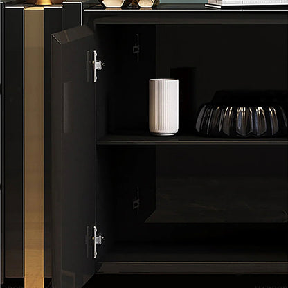 Aurea 1600mm Light Luxury Sideboard Black Rectangular Buffet 2 Doors 2 Shelves in Gold - 