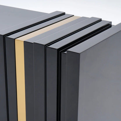 Aurea 1600mm Light Luxury Sideboard Black Rectangular Buffet 2 Doors 2 Shelves in Gold - 