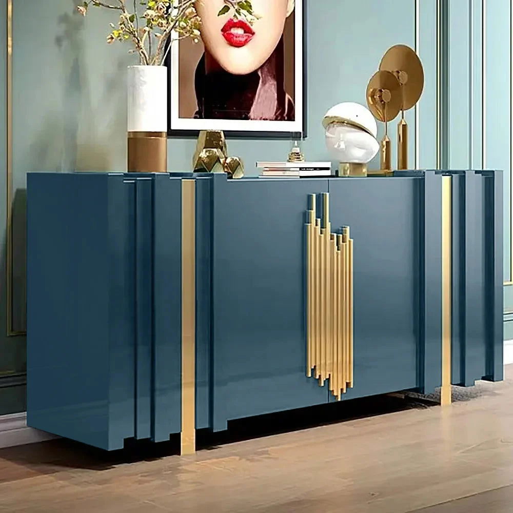 Aurea 1600mm Light Luxury Sideboard Green Rectangular Buffet 2 Doors 2 Shelves in Gold - 