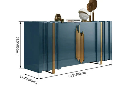 Aurea 1600mm Light Luxury Sideboard Green Rectangular Buffet 2 Doors 2 Shelves in Gold - 
