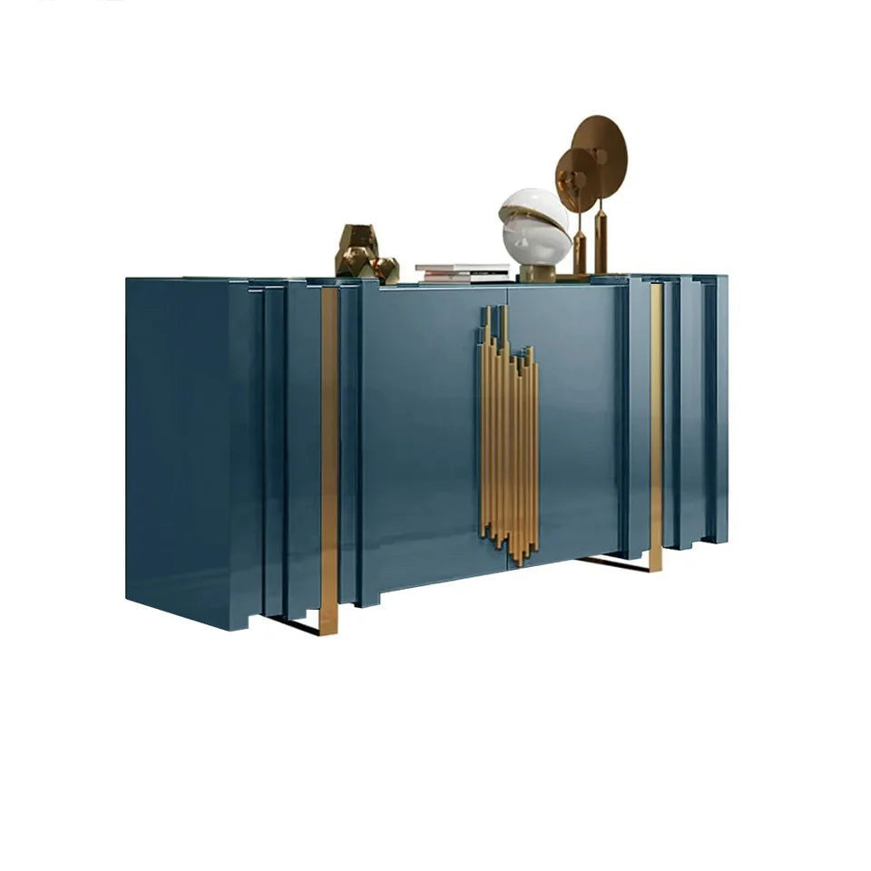 Aurea 1600mm Light Luxury Sideboard Green Rectangular Buffet 2 Doors 2 Shelves in Gold - 
