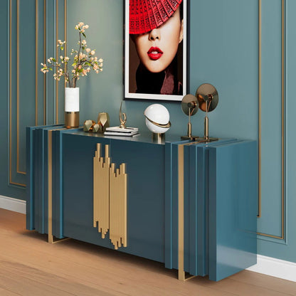 Aurea 1600mm Light Luxury Sideboard Green Rectangular Buffet 2 Doors 2 Shelves in Gold - 