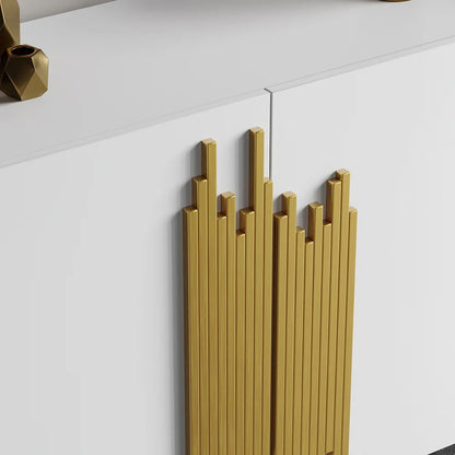 Aurea 1600mm Light Luxury Sideboard White Rectangular Buffet 2 Doors 2 Shelves in Gold - 