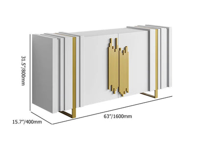 Aurea 1600mm Light Luxury Sideboard White Rectangular Buffet 2 Doors 2 Shelves in Gold - 