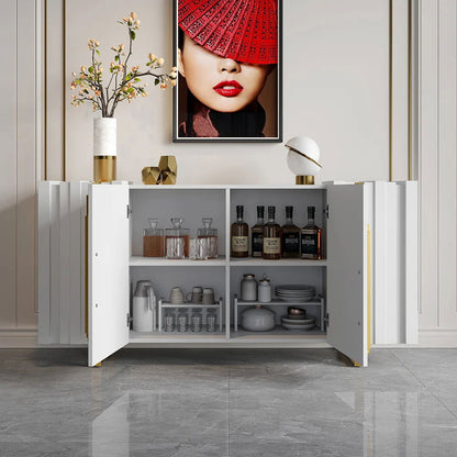 Aurea 1600mm Light Luxury Sideboard White Rectangular Buffet 2 Doors 2 Shelves in Gold - 