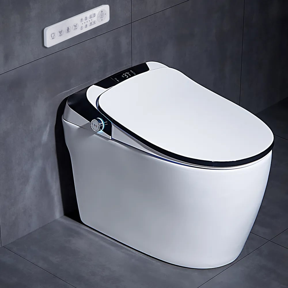 Automatic Toilet One-Piece Floor Mounted Self Clean Smart Toilet Horizontal Outlet - Homary