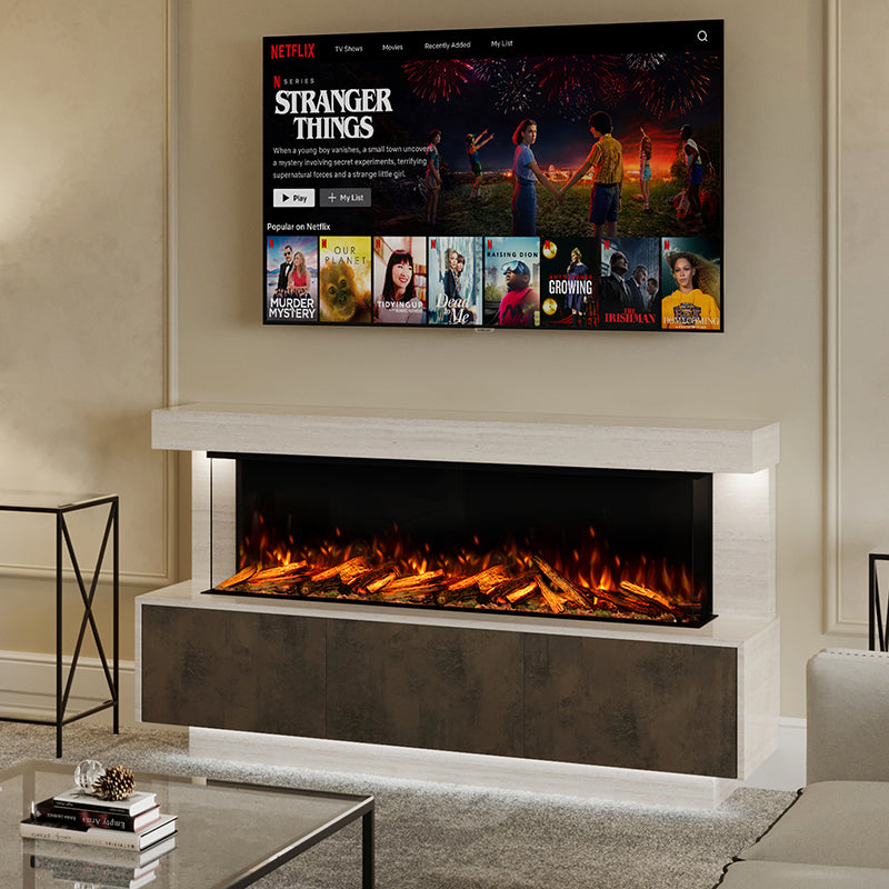 Geneva Suite 700 3D Panoramic Marble Electric Fireplace - 