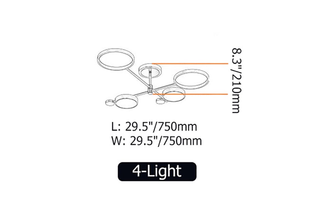 Nordic Style Semi Flush Mount Lighting Gold/Black Ceiling Light Fixture LED Ring - 