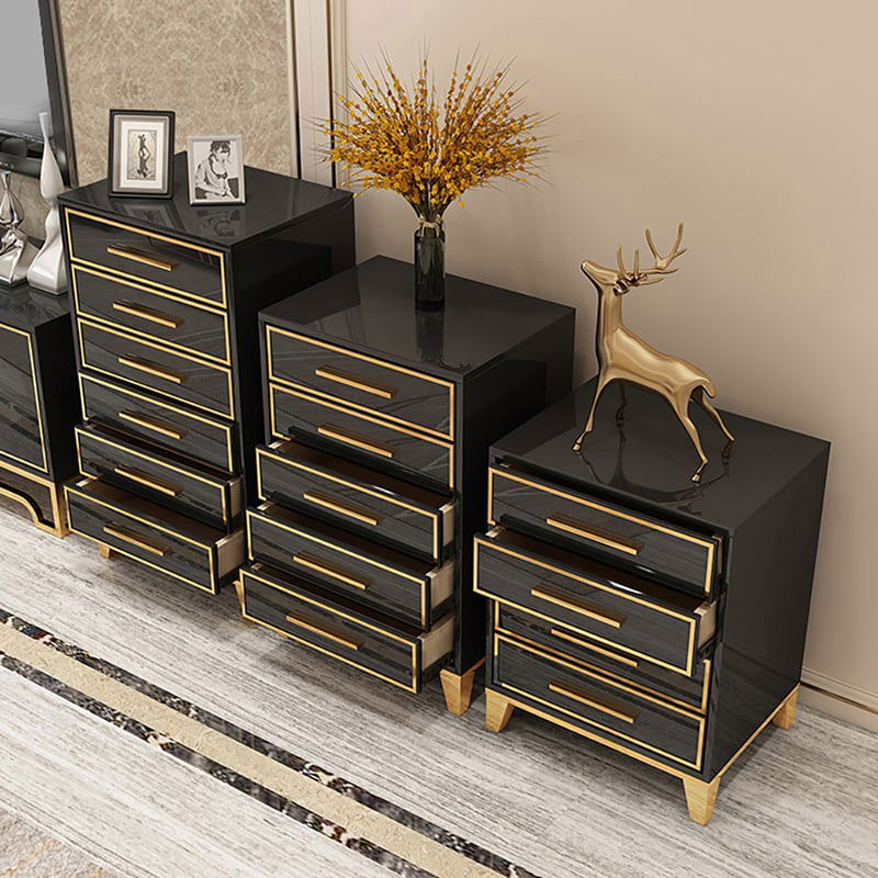 Black Chest of Drawers Modern 5 Drawers Accent Chest Medium - 