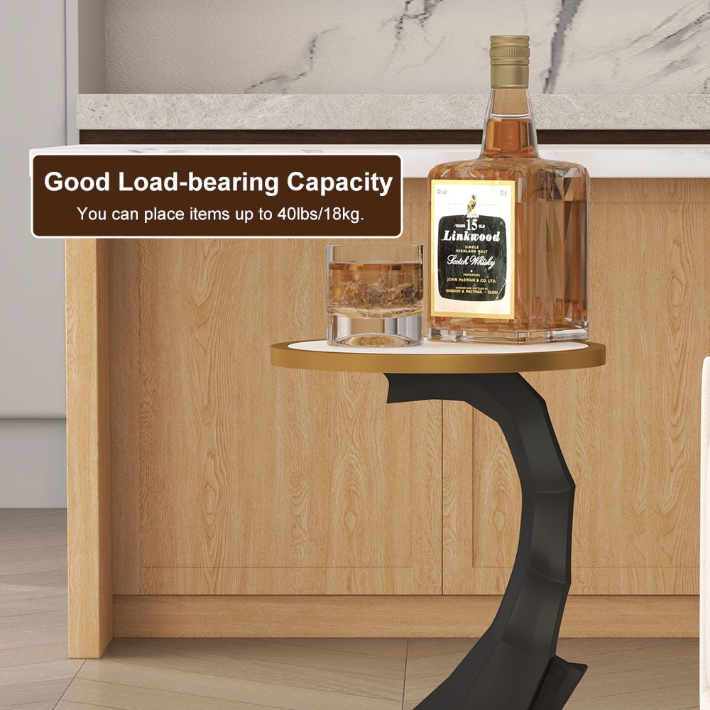 Black & Gold End Table with Tray Top Decor Elephant Shape Side Table - 