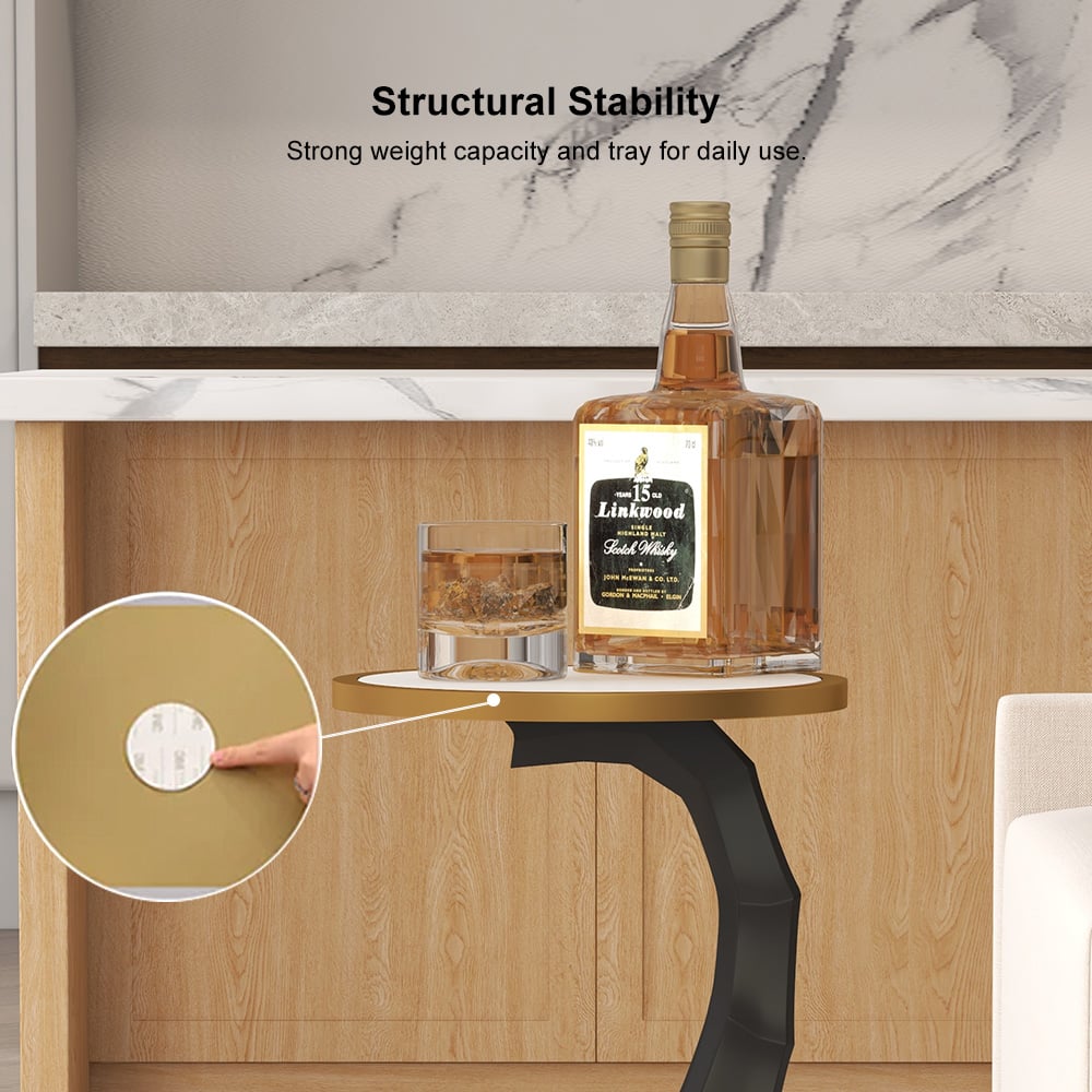 Black & Gold End Table with Tray Top Decor Elephant Shape Side Table - 