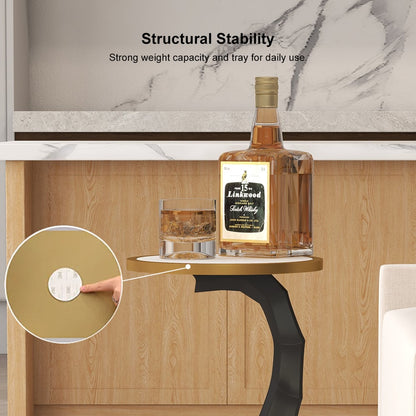 Black & Gold End Table with Tray Top Decor Elephant Shape Side Table - 