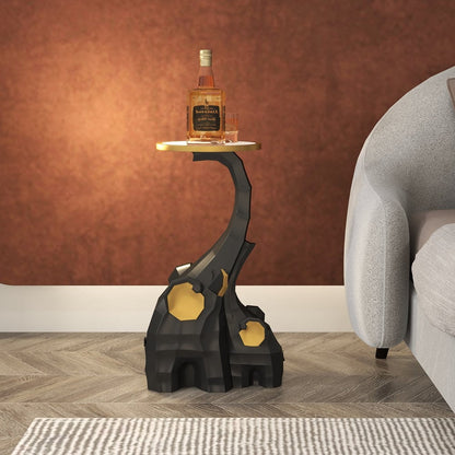 Black & Gold End Table with Tray Top Decor Elephant Shape Side Table - Homary