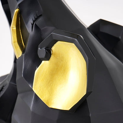 Black & Gold End Table with Tray Top Decor Elephant Shape Side Table - Homary