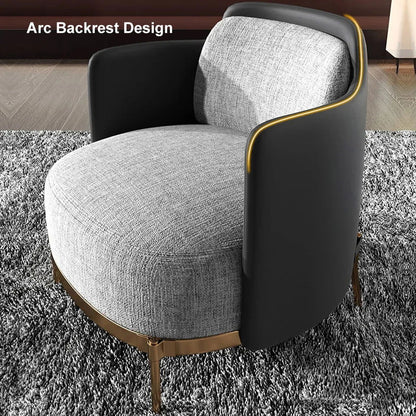 Black & Gray Modern Accent Chair with Linen Upholstery for Living Room - 