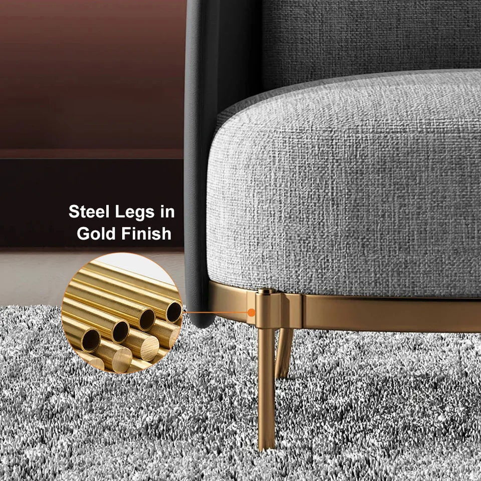 Black & Gray Modern Accent Chair with Linen Upholstery for Living Room - 