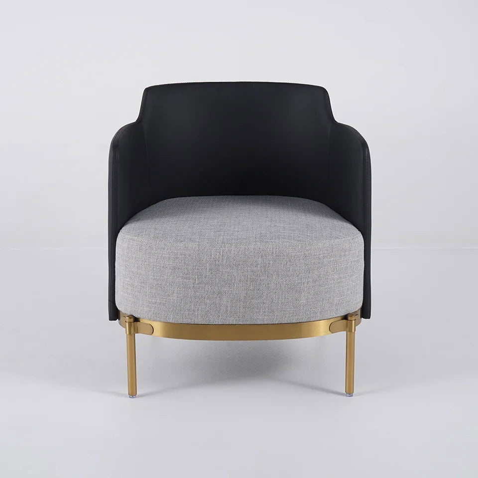 Black & Gray Modern Accent Chair with Linen Upholstery for Living Room - 