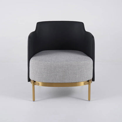 Black & Gray Modern Accent Chair with Linen Upholstery for Living Room - 