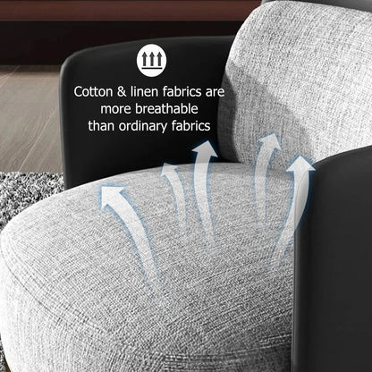 Black & Gray Modern Accent Chair with Linen Upholstery for Living Room - 