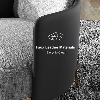 Black & Gray Modern Accent Chair with Linen Upholstery for Living Room - 