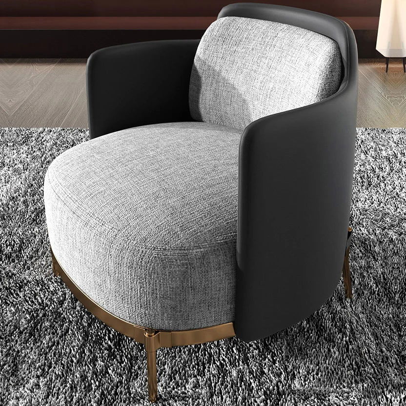 Black & Gray Modern Accent Chair with Linen Upholstery for Living Room - 